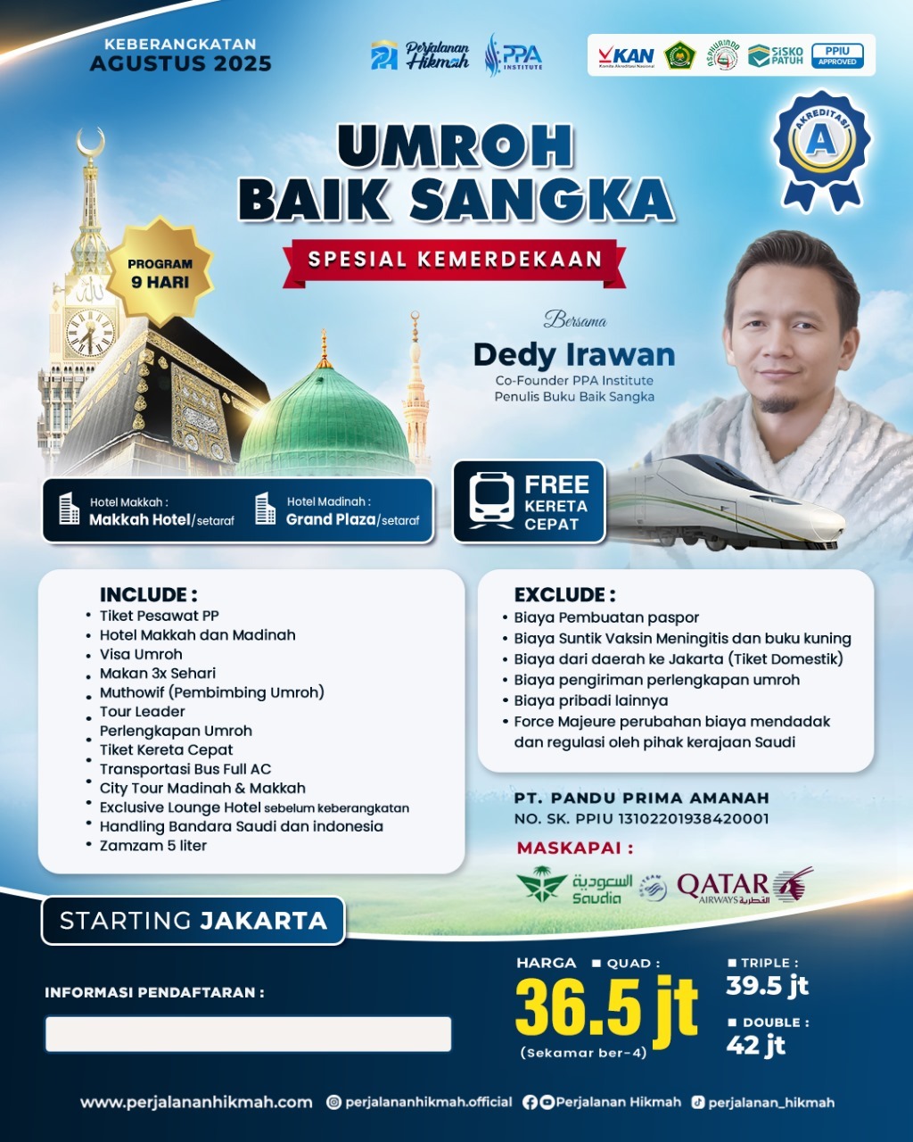 Umroh Spesial Baik Sangka Spesial Kemerdekaan (PH) Agustus 2025