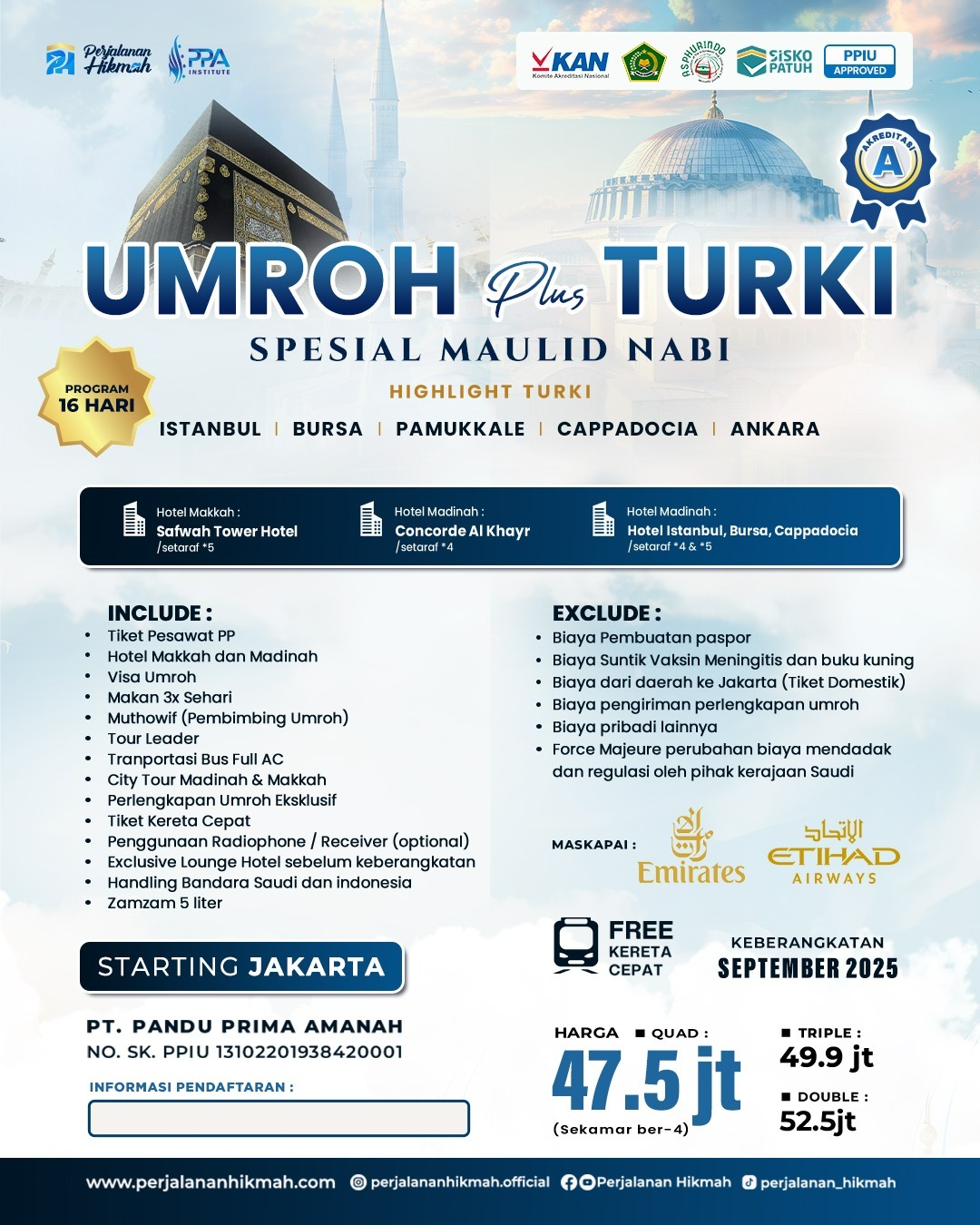 Umroh Plus Turki Spesial Maulid Nabi (PH) September 2025